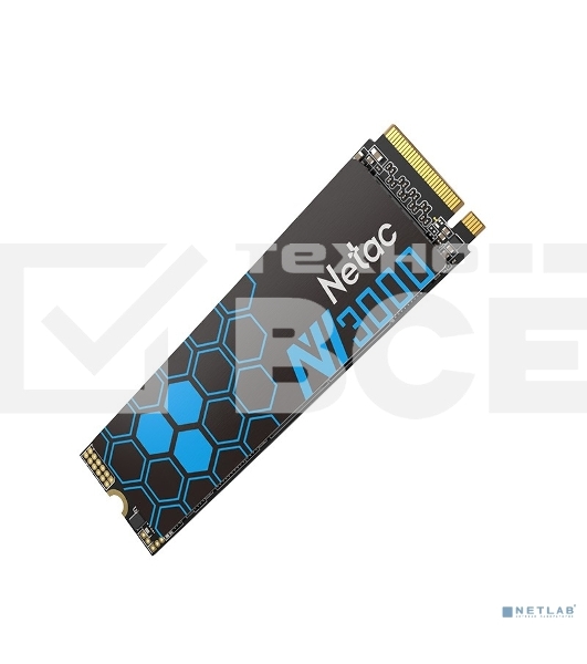 Накопитель SSD Netac NV3000, 500Gb, PCIe 3.0 x4, M.2 2280, NVMe, R/W 3000/2100, с радиатором