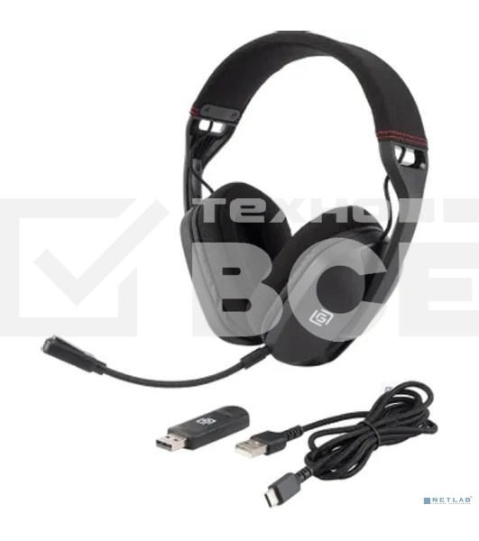 Наушники с микрофоном Оклик HS-L750G черный 1.5м накладные оголовье