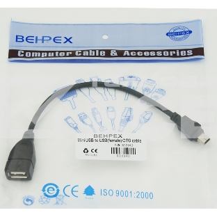 Кабель USB Behpex OTG USB(f)/miniUSB (0.2м)