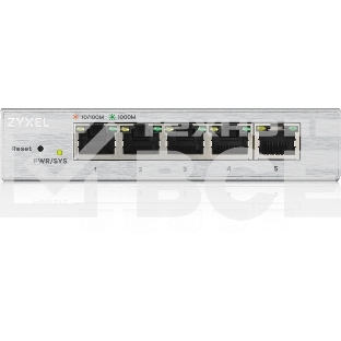 Коммутатор ZYXEL GS1200-5 Smart 5-port GbE Web Managed Switch, VLAN, IGMP, QoS, Link Aggregation