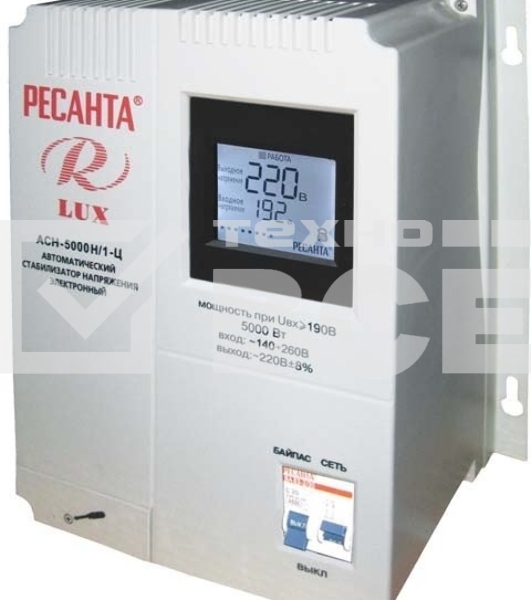 Стабилизаторы напряжения Ресанта АСН-5 000 Н/1-Ц 63/6/16 Стабилизатор Lux {220В±8%, Габариты 260х155х310, Вес 8кг}
