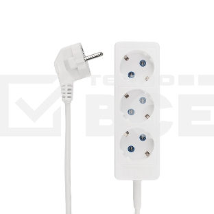 Удлинитель PROconnect 3 гнезда, 3 м, 3х0.75 мм², с/з, белый