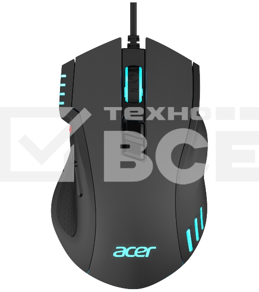 Мышь проводная Acer OMW150 черный, 4800 dpi, USB, кнопки - 8