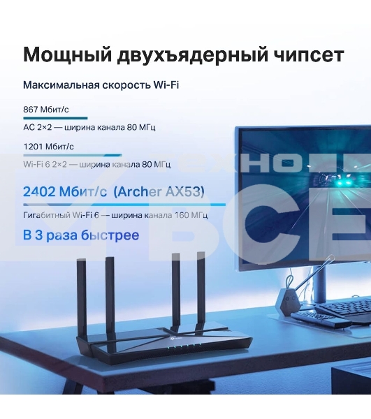 Двухдиапазонный гигабитный Wi-Fi 6 роутер TP-Link Archer AX53 AX3000