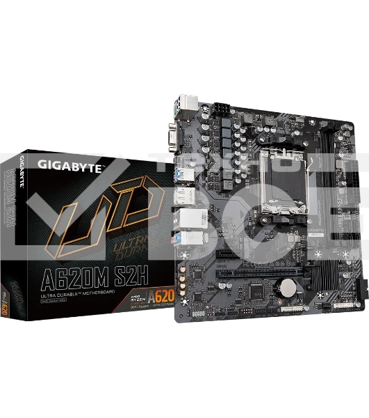 Материнская плата Gigabyte A620M S2H, Micro-ATX, AM5, AMD A620, 2xDDR5, 4xSATA, 1xM.2, 1xPCI-E 4.0 x16, 1xDP, 1xHDMI, 1xVGA, 1x1Gb LAN, 2xUSB 3.2 Gen 1, 4xUSB 2.0, 3x3.5mm, 7.1, mATX