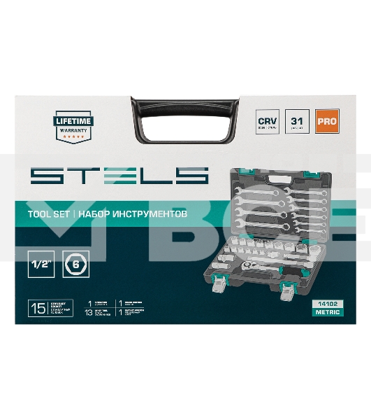 Набор инструментов STELS 141021/2'' CrV пластиковый кейс 31 предм.
