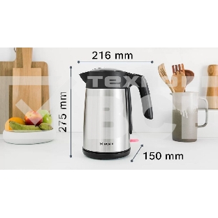 Чайник Bosch TWK7L460, 1,7л, 2400 Вт., нерж.сталь, шкала уровня воды