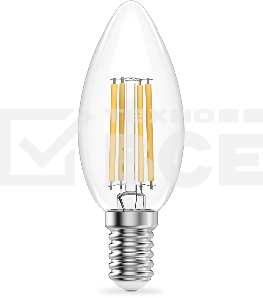 Лампа филам. Gauss Filament 12Вт цок.:E14 свеча св.свеч.бел.нейт. (упак.:10шт) (32122)