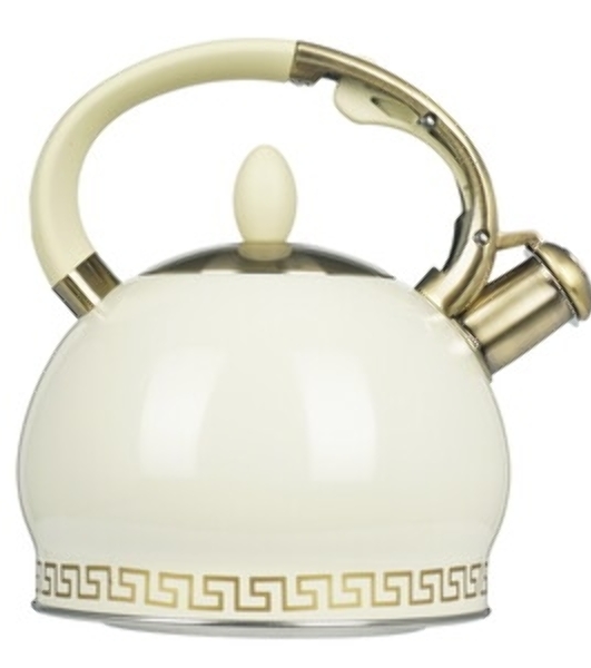 Чайник RASHEL М-7130 3 л, нерж. сталь, свисток, кремовый