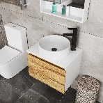 Комплект для ванной, 4 предмета (Тумба Bau Dream Blackwood 80, раковина BAU Dream круглая D41, смеситель для раковины высокий Hotel Black, черный, выпуск клик клак, черный), фото4