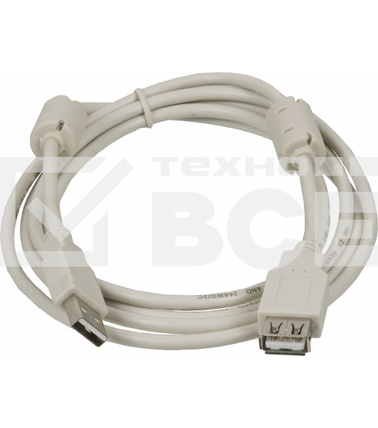 Кабель-удлинитель USB2.0 Ningbo USB A (m)/USB A (f) 1.8м феррит.кольца (USB2.0-AM/AF-1.8M-MG)