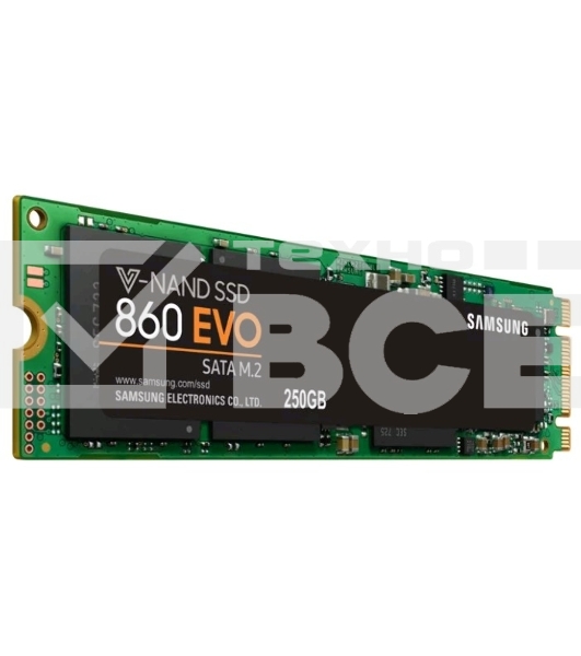 Накопитель SSD Samsung 860 EVO, 250Gb, SATA III, M.2 2280, R/W 550/520