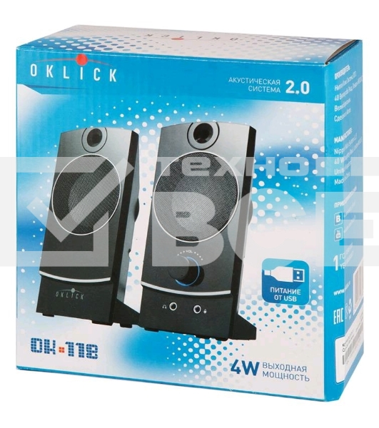 Колонки Oklick OK-118 2.0 черный 4Вт