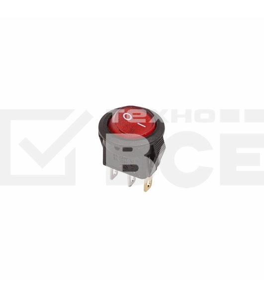 Выключатель клавишный круглый 250V 3А (3с) ON-OFF красный с подсветкой Micro Rexant