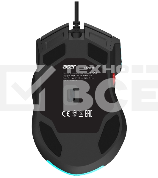 Мышь проводная Acer OMW150 черный, 4800 dpi, USB, кнопки - 8