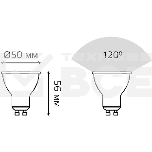 Лампа MR16 9W 830lm 3000K GU10 LED 1/10/100