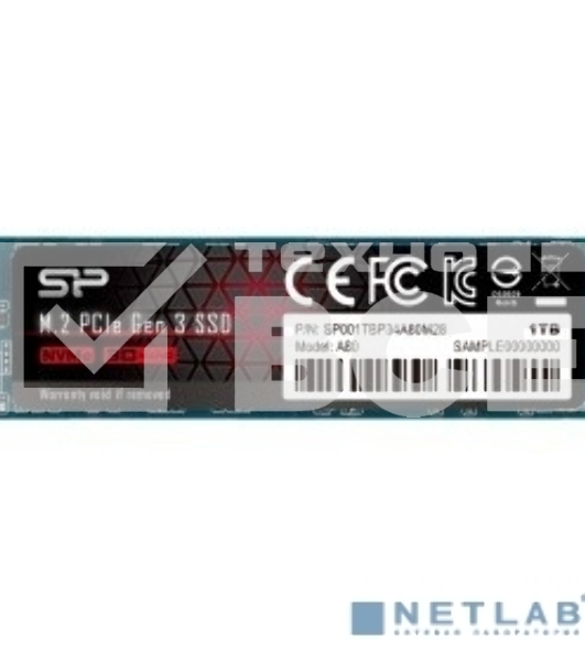 Накопитель SSD Silicon Power P34A80, 1Tb, PCIe 3.0 x4, M.2 2280, NVMe, R/W 3400/3000