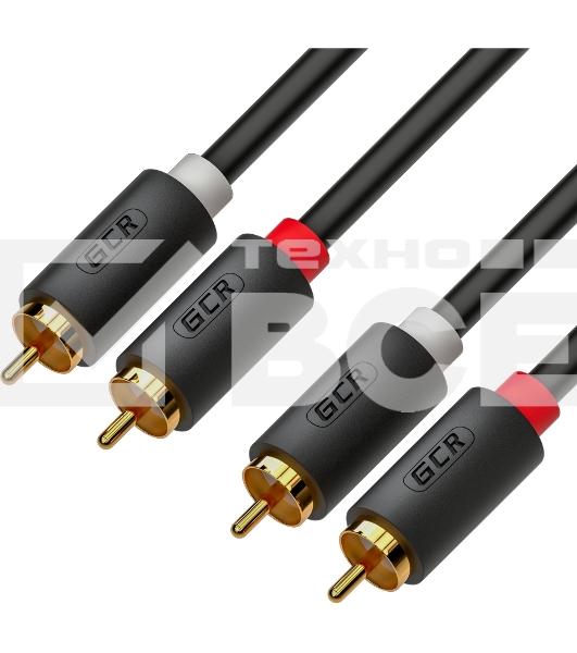 Кабель Greenconnect GCR-53116 5.0m аудио 2 х RCA / 2 х RCA , GOLD, черный