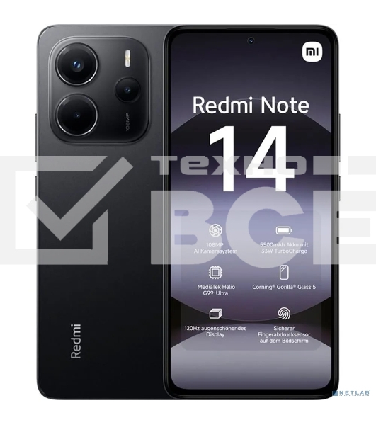 Смартфон Xiaomi Redmi Note 14, 6/128Gb, черный