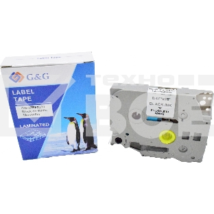 Картридж ленточный G&G GG-TZEFX231 черный на белом 12x8 для Brother 1010/1280/1280VP/2700VP