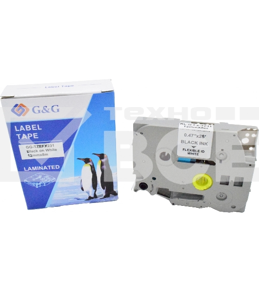 Картридж ленточный G&G GG-TZEFX231 черный на белом 12x8 для Brother 1010/1280/1280VP/2700VP