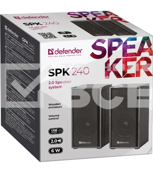 Колонки Defender SPK-240 2.0 black (2x3 Вт, USB пит, раз. д. науш.)