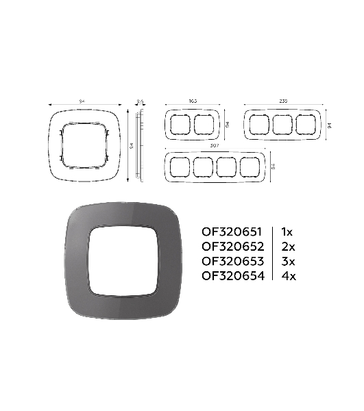 Рамка OMEGA Radian (Антрацит серый Стекло органическое) 4-ая OF320654