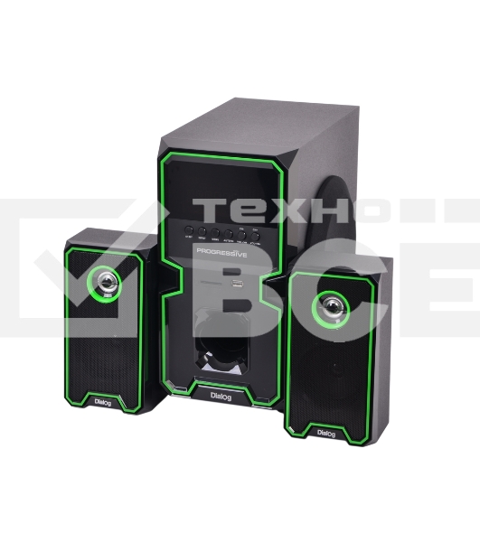 Колонки Dialog Progressive AP-222B BLACK - акустические колонки 2.1, 30W+2*10W RMS, Bluetooth, USB+SD reader