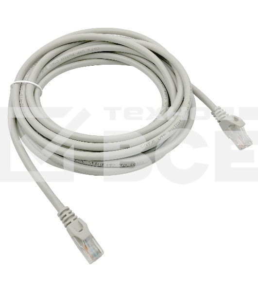 Патч-корд Buro Basic UTP 4 пары cat6 CCA molded 5м серый RJ-45 (m)-RJ-45 (m)