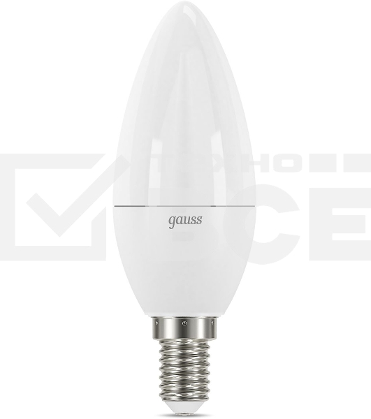 Лампа светодиодная Gauss E14 7Вт цок.:E14 свеча 220B 3000K св.свеч.бел.теп. C37 (упак.:10шт) (103101107-D)