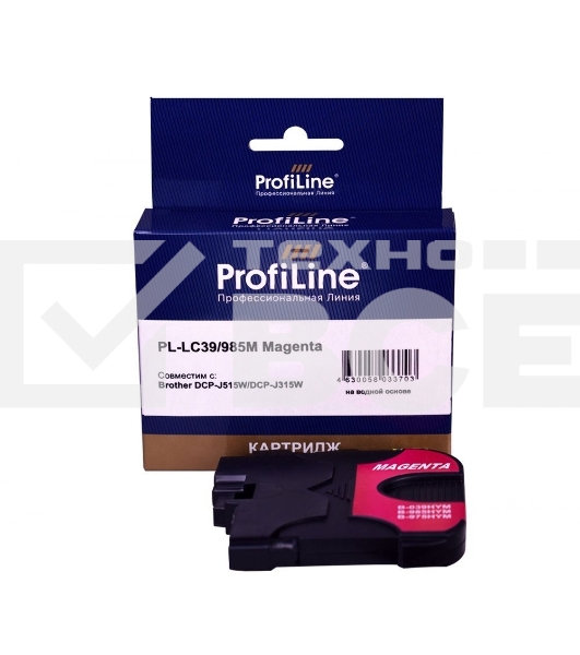 Струйный картридж PL-LC39/985M для принтеров Brother DCP-J125/DCP-J315W/DCP-J515W/MFC-J220/MFC-J265W/MFC-J410/MFC-J415W с чернилами Magenta ProfiLine
