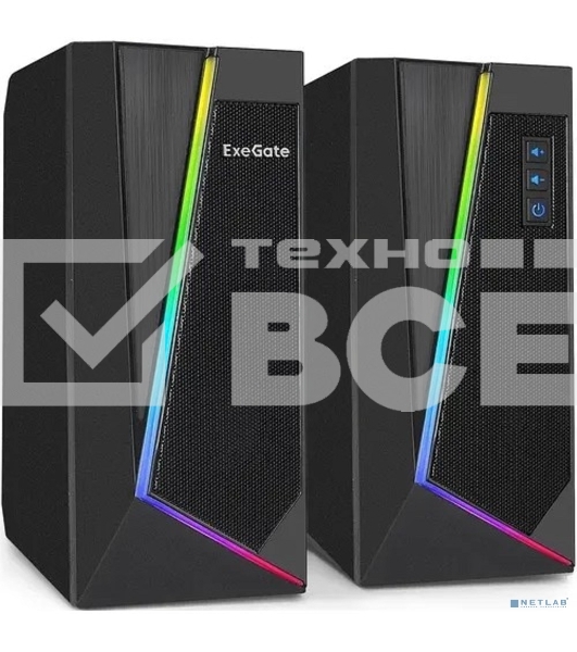 Акустическая система 2.0 ExeGate EX289688RUS Accord 240 (питание USB, 2х3Вт (6Вт RMS), 60-20000Гц, цвет черный, RGB подсветка)