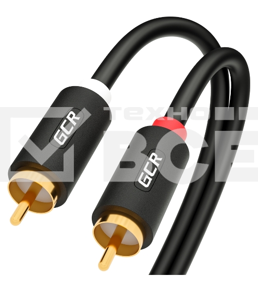 Кабель Greenconnect GCR-53116 5.0m аудио 2 х RCA / 2 х RCA , GOLD, черный