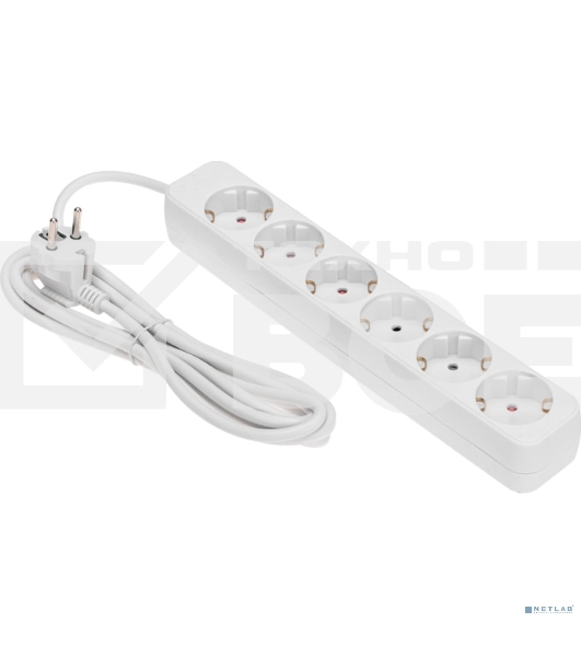 Удлинитель STANDARD 6 гнезд, 3м, 3х1,0мм², с/з, белый REXANT
