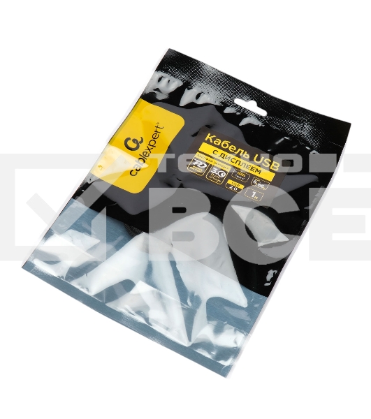 Кабель USB2.0 Cablexpert CCP-USB2-CMCM-SCR-1M, AM/Type-C, 6A, 66Вт, PD/QC3.0, дисплей, оплетка, медь, 1м, черный, пакет