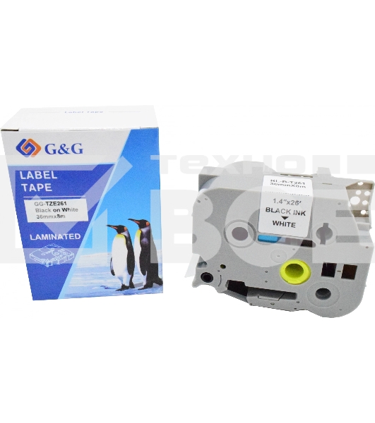 Картридж ленточный G&G GG-TZE261 черный на белом 36x8 для Brother PT- P900W, P950W, 9700PC