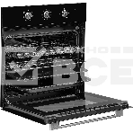 Духовой шкаф MONSHER MOE 6062 Noir, 5 режимов работы, объем духовки 58 л., утапливаемые переключатели, механический таймер, 2 стекла в дверце, энергоэффективность А, цвет: черный,фурнитура серебряная, фото5