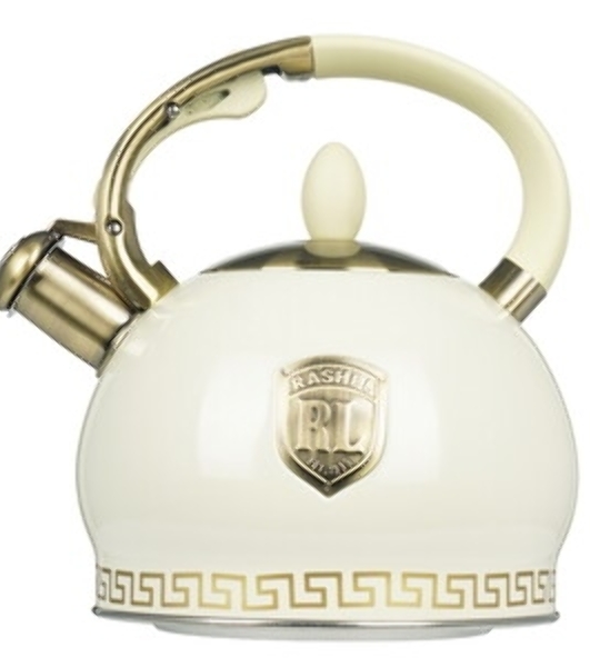 Чайник RASHEL М-7130 3 л, нерж. сталь, свисток, кремовый