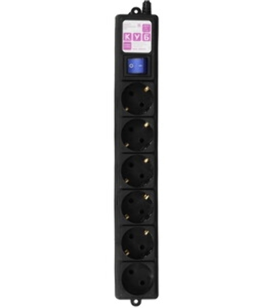 Фильтр-удлинитель PC 3 м 6 р, черный 16А, SPG6-B2