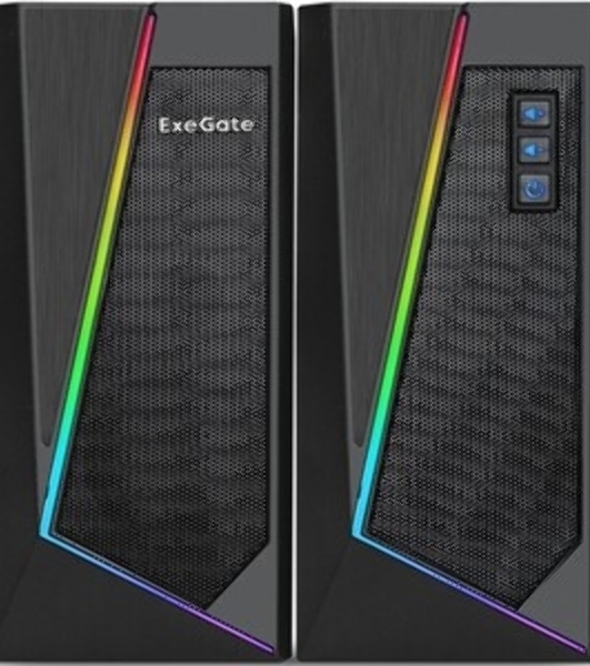 Акустическая система 2.0 ExeGate EX289688RUS Accord 240 (питание USB, 2х3Вт (6Вт RMS), 60-20000Гц, черный, RGb подсветка)
