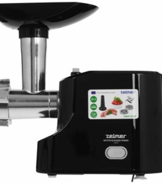Мясорубка электрическая Zelmer ZMM1520B черный, 1500 Вт, 1.5 кг/мин, реверс, насадки - 3