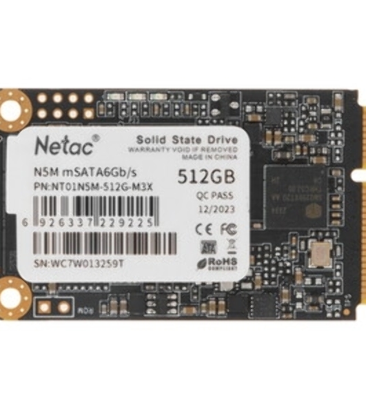 Накопитель SSD Netac N5M, 512Gb, mSATA, R/W 540/490