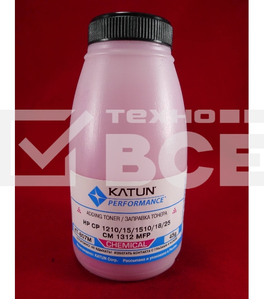 Тонер HP CP 1210/15/1510/18/25/CM 1312 MFP Magenta, химический (фл.45г.) Katun фас. Россия