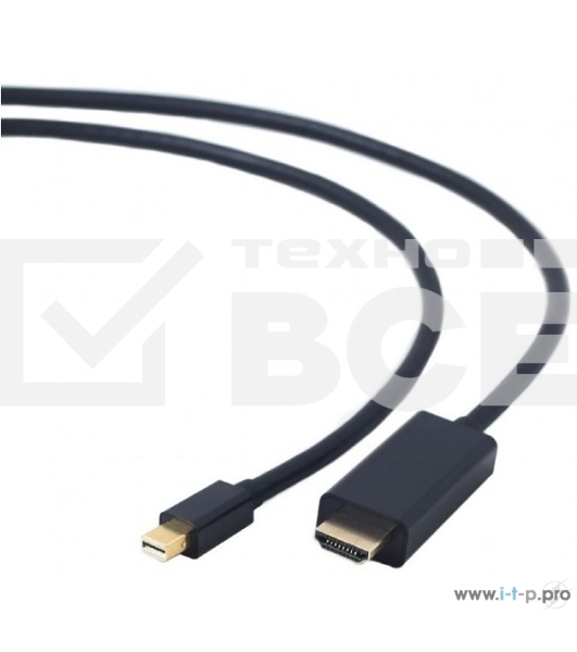 Кабель Cablexpert mDP-HDMI, 20M/19M, 1.8м, черный, позол.разъемы, пакет (CC-mDP-HDMI-6)