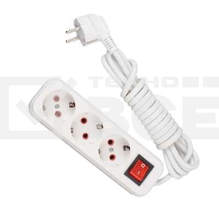 Удлинитель 3х3м с заземл. 16А IP20 с выкл. Lezard 720-0303-302