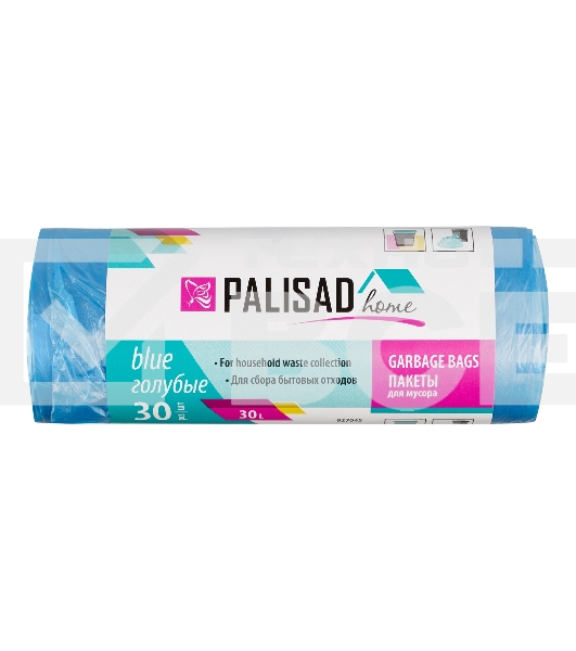 Пакеты для мусора 30 л x 30 шт. голубые, HomePalisad