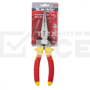 Длинногубцы прямые Matrix Insulated, 200мм, двухкомпонентные рукоятки PROFESSIONAL