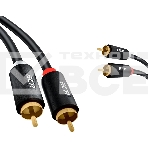 Кабель Greenconnect GCR-53116 5.0m аудио 2 х RCA / 2 х RCA , GOLD, черный, фото3
