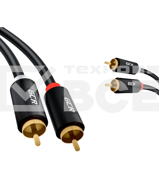 Кабель Greenconnect GCR-53116 5.0m аудио 2 х RCA / 2 х RCA , GOLD, черный