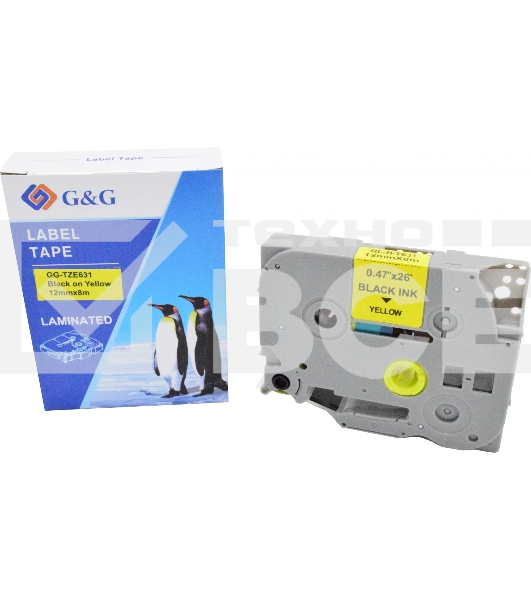 Картридж ленточный G&G GG-TZE631 черный на желтом 12x8 для Brother 1010/1260VP/1830VP/9700PC